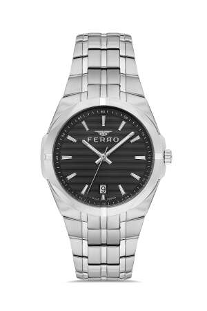 Ferro Gümüş Renk Çelik Kordon Erkek Kol Saati 3 ATM Su Geçirmez TH-FM40143A-A2 - Tesbihane