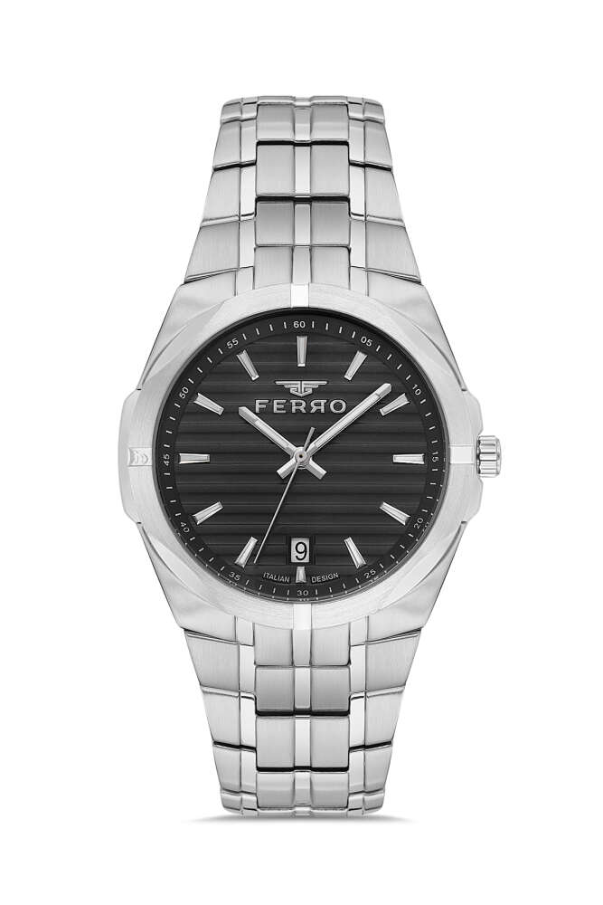 Ferro Gümüş Renk Çelik Kordon Erkek Kol Saati 3 ATM Su Geçirmez TH-FM40143A-A2 - 1