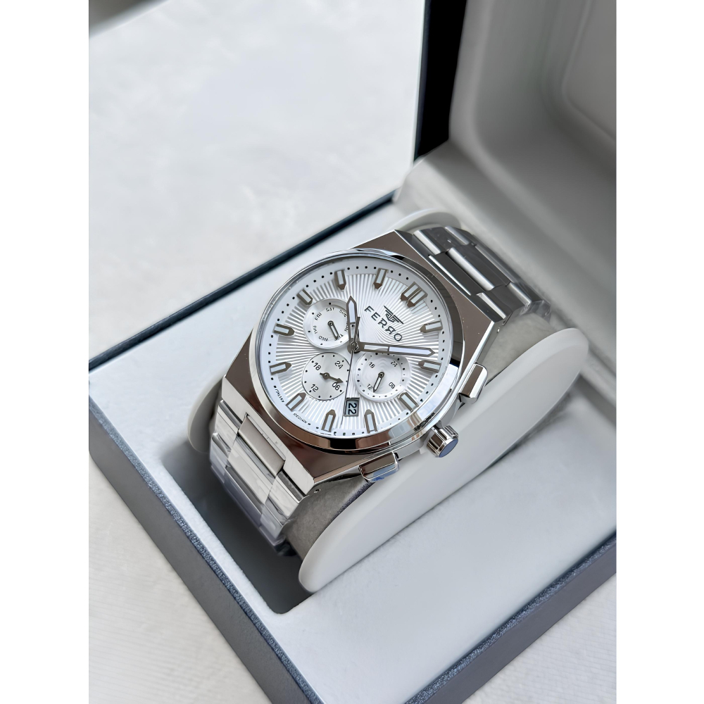 Ferro Gümüş Renk Çelik Kordon Erkek Kol Saati Fonksiyonlar Aktif 3 ATM Su Geçirmez FM43027A-A - 3