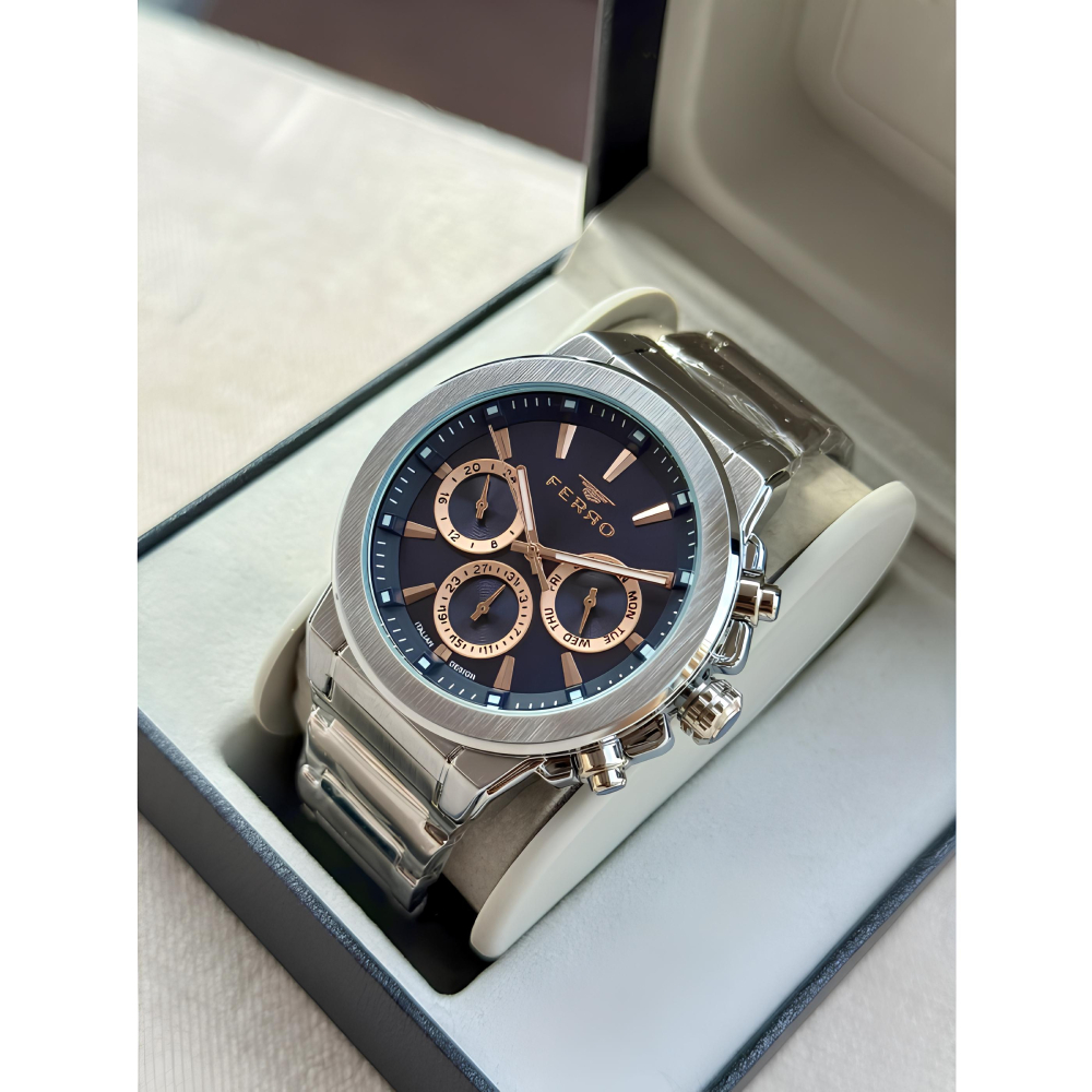 Ferro Gümüş Renk Çelik Kordon Erkek Kol Saati Fonksiyonlar Aktif 3 ATM Su Geçirmez TH-FM40123A-A3 - 4