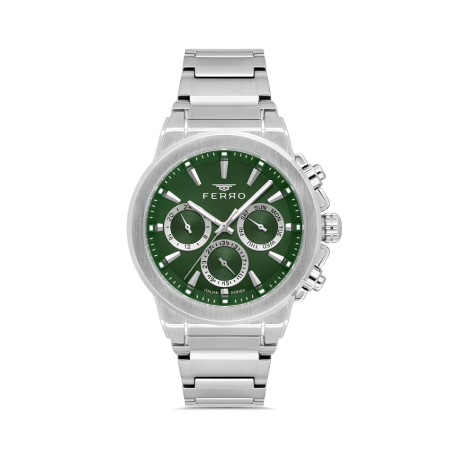 Ferro Gümüş Renk Çelik Kordon Erkek Kol Saati Fonksiyonlar Aktif 3 ATM Su Geçirmez TH-FM40123A-A6 - Tesbihane