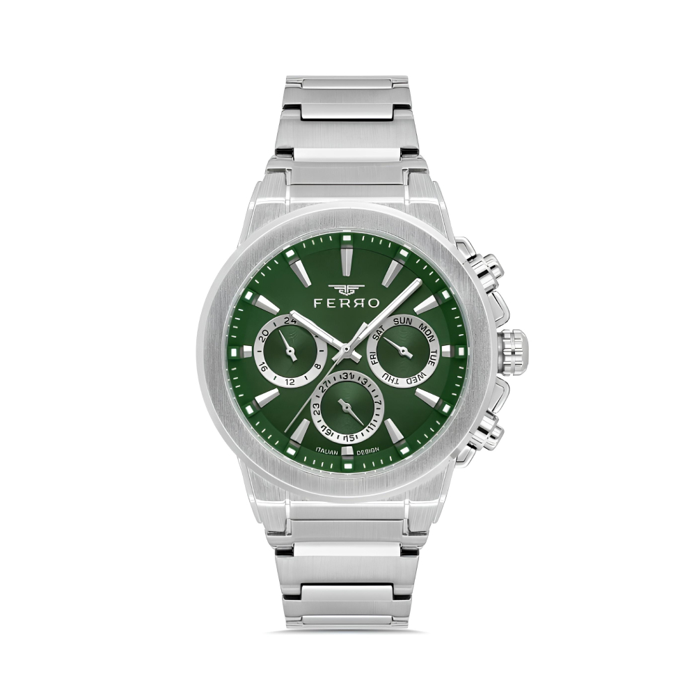 Ferro Gümüş Renk Çelik Kordon Erkek Kol Saati Fonksiyonlar Aktif 3 ATM Su Geçirmez TH-FM40123A-A6 - 1