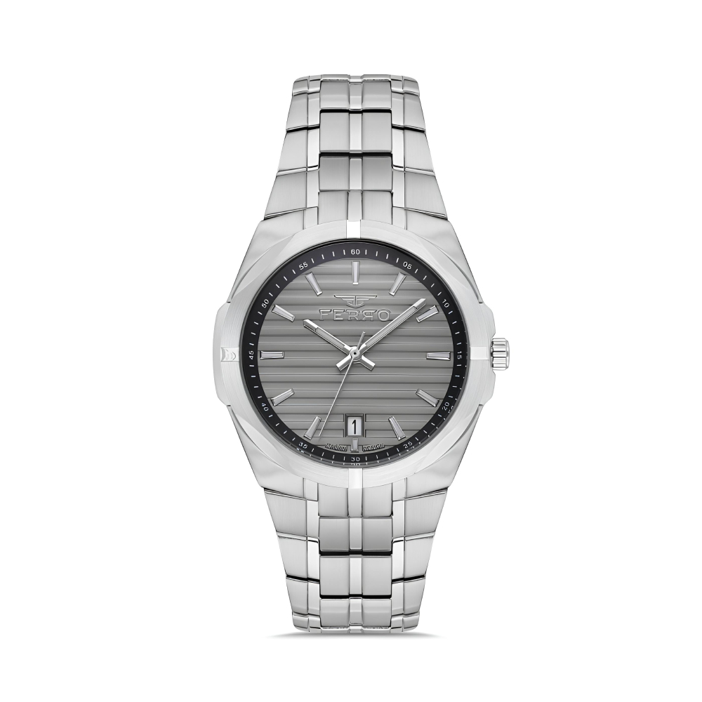 Ferro Gümüş Renk Çelik Kordon Erkek Kol Saati Fonksiyonlar Aktif 3 ATM Su Geçirmez TH-FM40143A-A4 - 1
