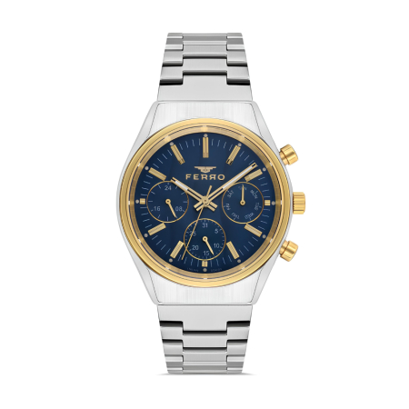 Ferro Gümüş Renk Çelik Kordon Erkek Kol Saati Fonksiyonlar Aktif 3 ATM Su Geçirmez TH-FM43011A-D3 - Tesbihane