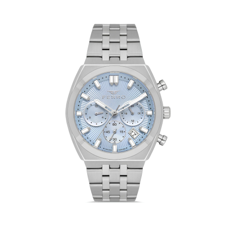 Ferro Gümüş Renk Çelik Kordon Erkek Kol Saati Fonksiyonlar Aktif 3 ATM Su Geçirmez TH-FM43022A-A15 - Tesbihane