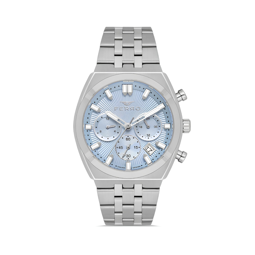 Ferro Gümüş Renk Çelik Kordon Erkek Kol Saati Fonksiyonlar Aktif 3 ATM Su Geçirmez TH-FM43022A-A15 - 1