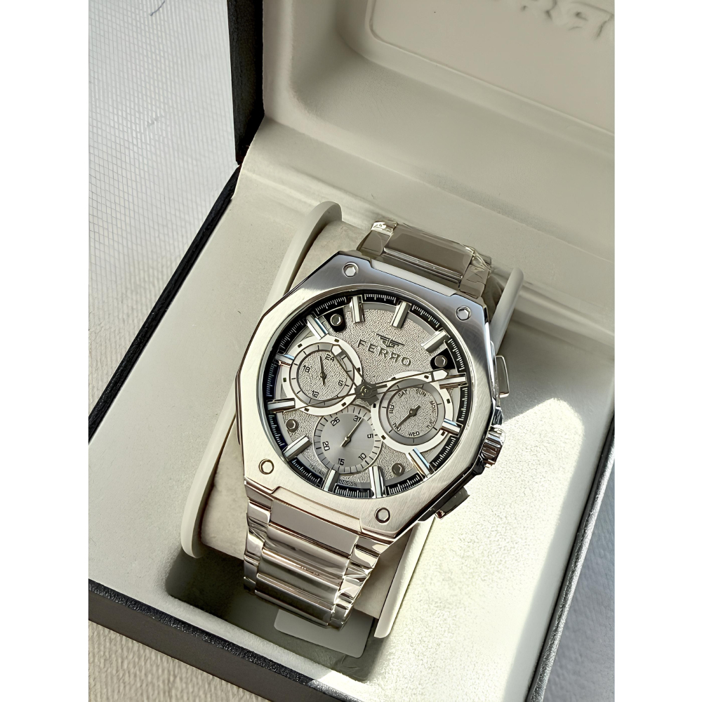 Ferro Gümüş Renk Çelik Kordon Erkek Kol Saati Fonksiyonlar Aktif 3 ATM Su Geçirmez TH-FM43023AWT-A4 - 3