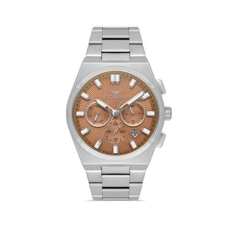 Ferro Gümüş Renk Çelik Kordon Erkek Kol Saati Fonksiyonlar Aktif 3 ATM Su Geçirmez TH-FM43027A-A7 - Tesbihane
