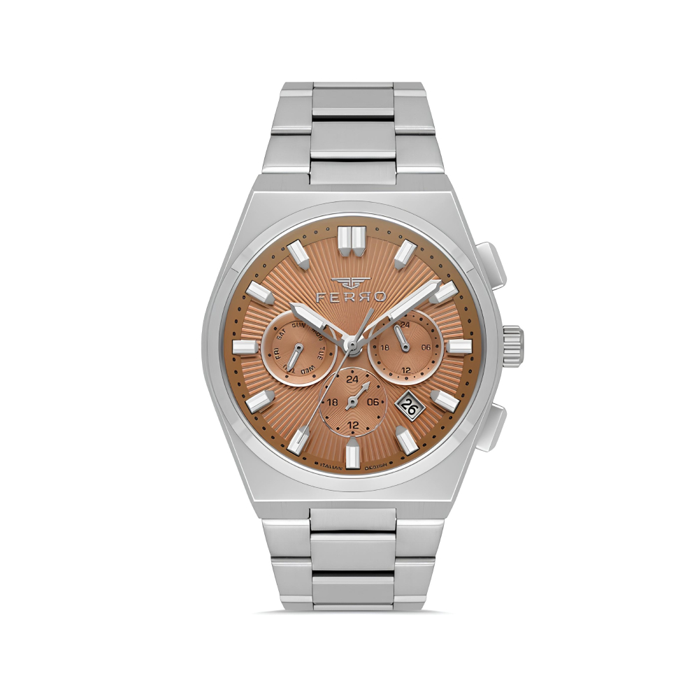 Ferro Gümüş Renk Çelik Kordon Erkek Kol Saati Fonksiyonlar Aktif 3 ATM Su Geçirmez TH-FM43027A-A7 - 1