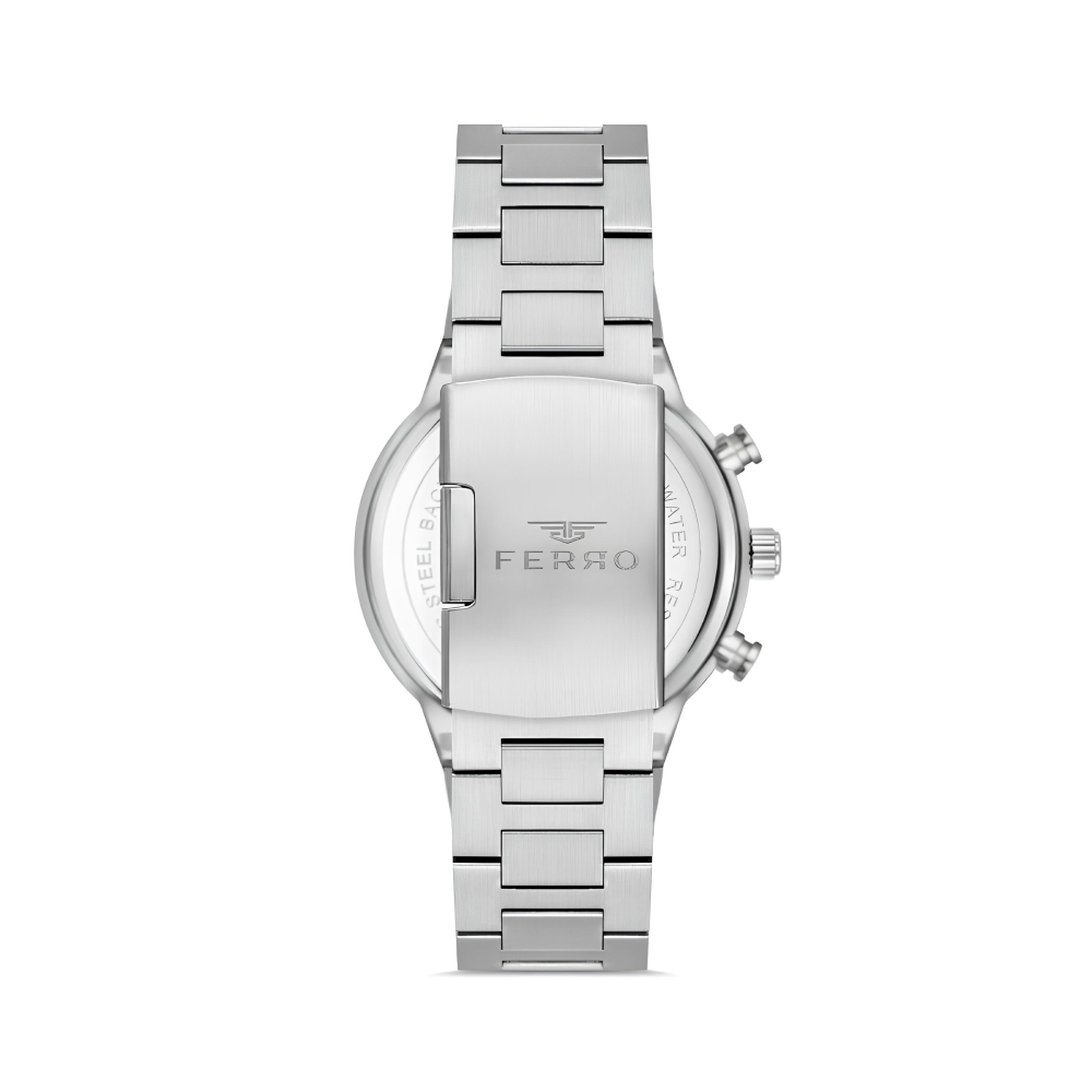 Ferro Gümüş Renk Çelik Kordon Erkek Kol Saati Fonksiyonları Aktif 3 ATM Su Geçirmez FM11568AWT-L3 - 2
