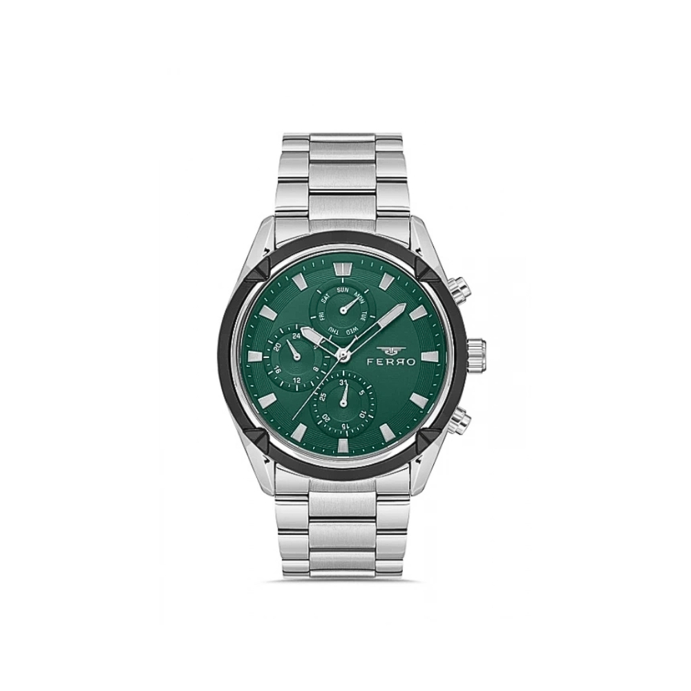 Ferro Gümüş Renk Çelik Kordon Erkek Kol Saati Fonksiyonları Aktif 3 ATM Su Geçirmez TH-FM11388A-J6 - 1