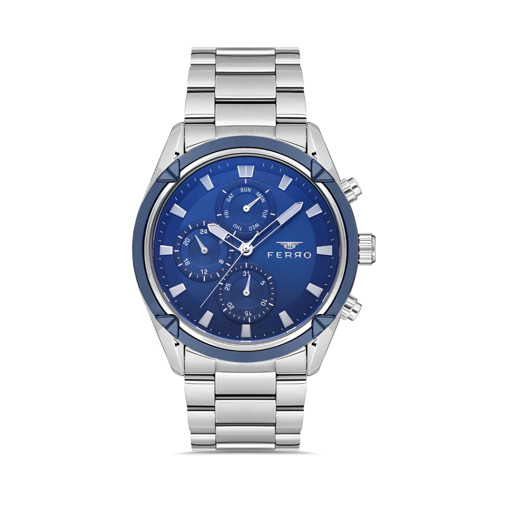 Ferro Gümüş Renk Çelik Kordon Erkek Kol Saati Fonksiyonları Aktif 3 ATM Su Geçirmez TH-FM11388A-L3 - 1