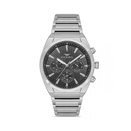 Ferro Gümüş Renk Çelik Kordon Erkek Kol Saati Fonksiyonları Aktif 3 ATM Su Geçirmez TH-FM11451A-A2 - Tesbihane