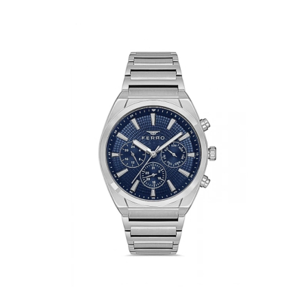 Ferro Gümüş Renk Çelik Kordon Erkek Kol Saati Fonksiyonları Aktif 3 ATM Su Geçirmez TH-FM11451A-A3 - Tesbihane