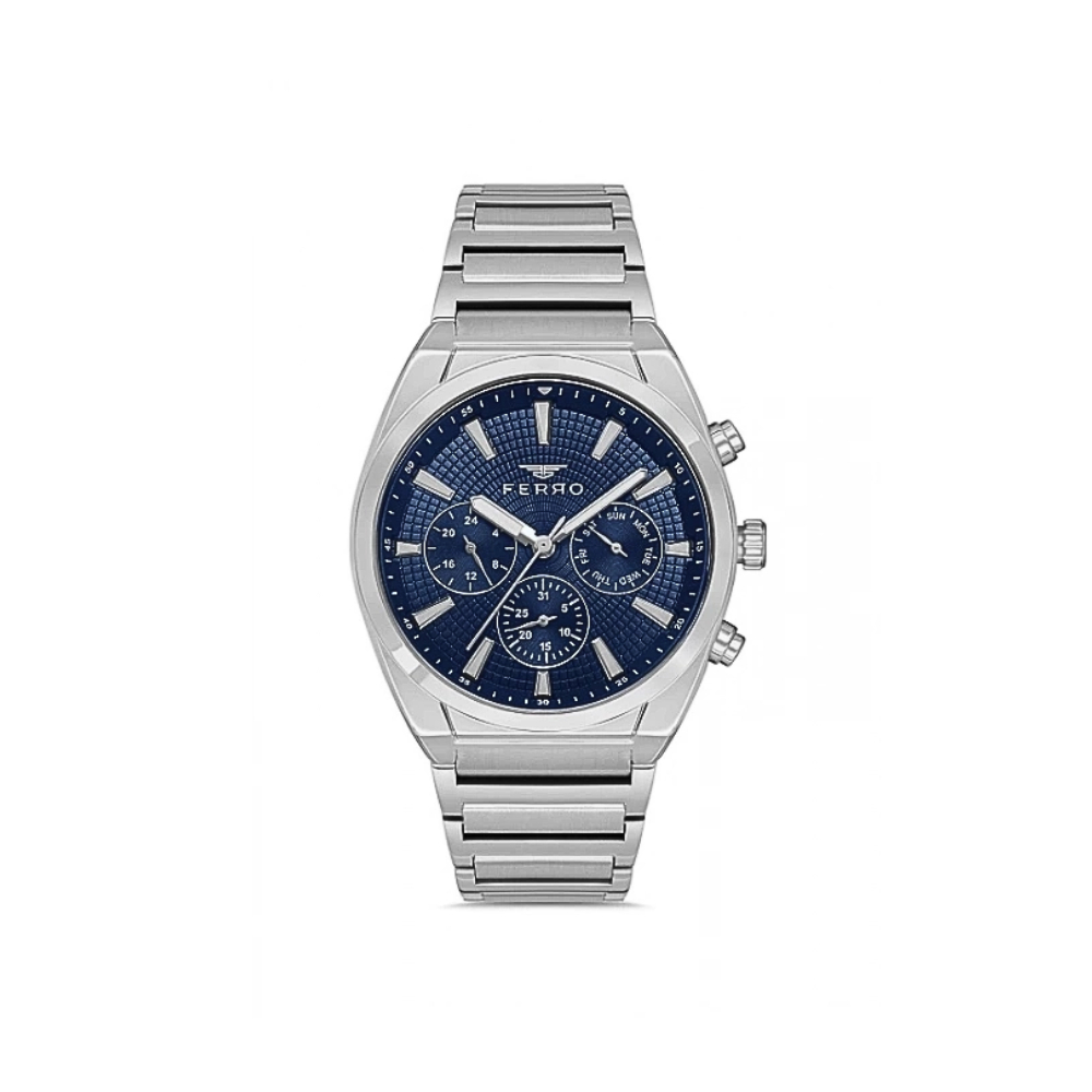 Ferro Gümüş Renk Çelik Kordon Erkek Kol Saati Fonksiyonları Aktif 3 ATM Su Geçirmez TH-FM11451A-A3 - 1