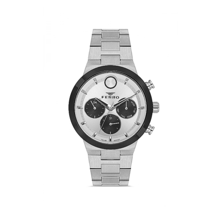 Ferro Gümüş Renk Çelik Kordon Erkek Kol Saati Fonksiyonları Aktif 3 ATM Su Geçirmez TH-FM11568AWT-J - Tesbihane