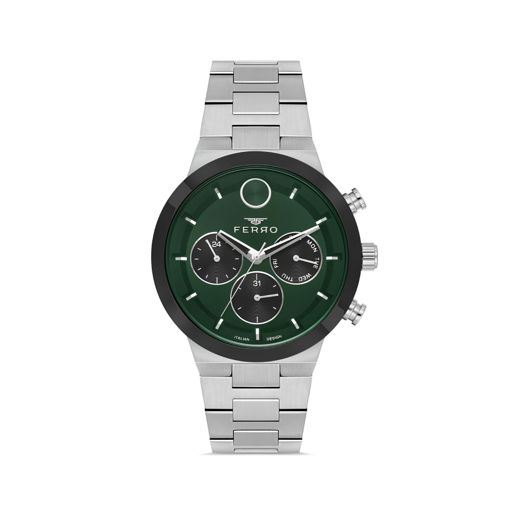 Ferro Gümüş Renk Çelik Kordon Erkek Kol Saati Fonksiyonları Aktif 3 ATM Su Geçirmez TH-FM11568AWT-J6 - 1