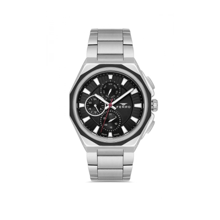 Ferro Gümüş Renk Çelik Kordon Erkek Kol Saati Fonksiyonları Aktif 3 ATM Su Geçirmez TH-FM11590AWT-J2 - Tesbihane