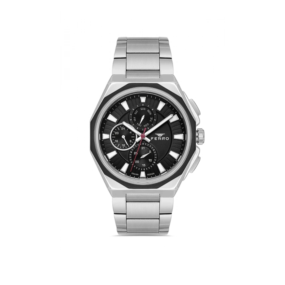 Ferro Gümüş Renk Çelik Kordon Erkek Kol Saati Fonksiyonları Aktif 3 ATM Su Geçirmez TH-FM11590AWT-J2 - 1