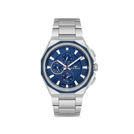 Ferro Gümüş Renk Çelik Kordon Erkek Kol Saati Fonksiyonları Aktif 3 ATM Su Geçirmez TH-FM11590AWT-L3 - Tesbihane