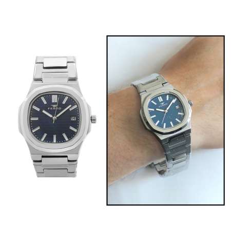 Ferro Gümüş Renk Çelik Kordonlu Erkek Kol Saati TH-F40095A-A3 - Tesbihane