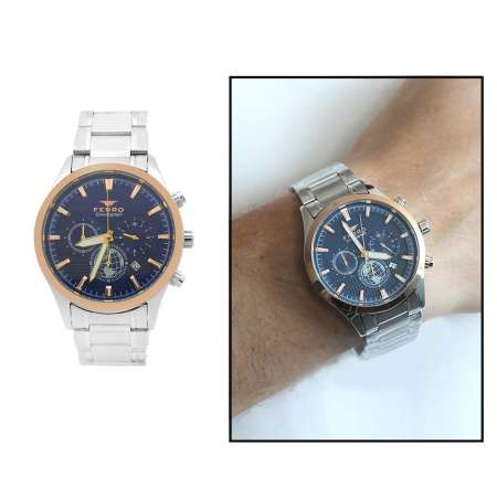 Ferro Gümüş Renk Çelik Kordonlu Erkek Kol Saati TH-FM31215A-E3 - Tesbihane