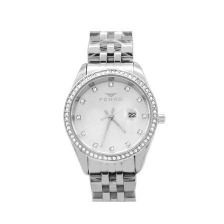 Ferro Gümüş Renk Çelik Kordonlu Kadın Kol Saati TH-F21923A-A - Tesbihane