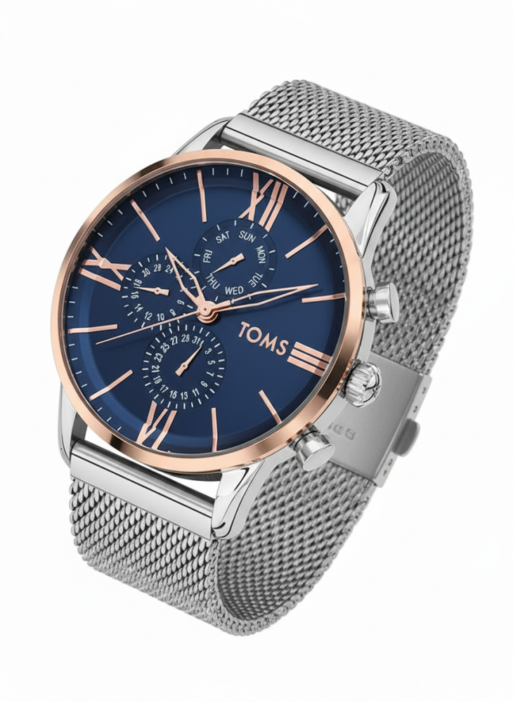 Ferro Gümüş Renk Hasır Kordon Erkek Kol Saati 3 ATM Su Geçirmez TH-TM1536C-1052-E - 2