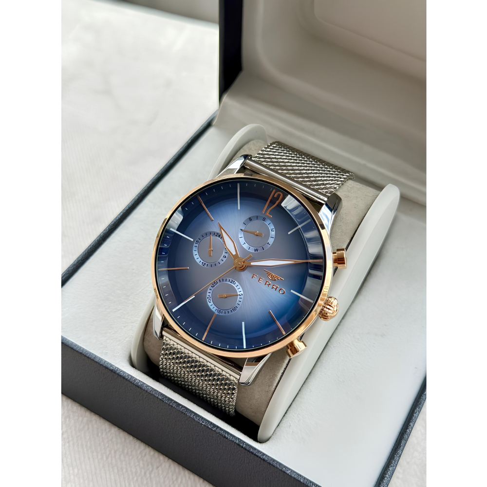 Ferro Gümüş Renk Hasır Kordon Erkek Kol Saati Fonksiyonları Aktif 3 ATM Su Geçirmez TH-FM11039C-E3 - 4