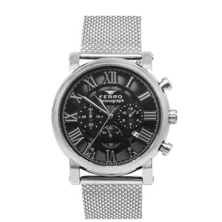 Ferro Gümüş Renk Hasır Kordonlu Erkek Kol Saati TH-TM3827CWT - Tesbihane