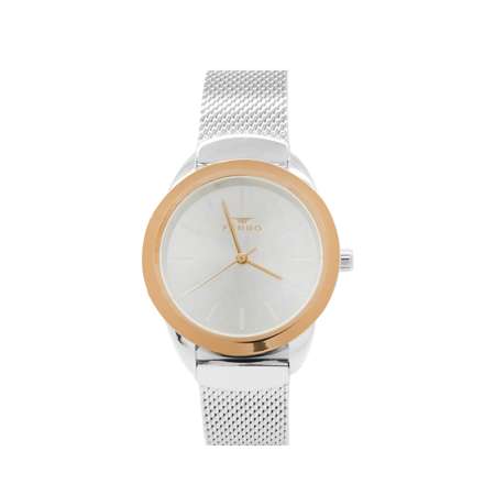 Ferro Gümüş Renk Hasır Kordonlu Kadın Kol Saati TH-F21073C-E - Tesbihane