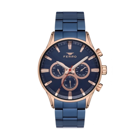 Ferro Lacivert Çelik Kordon Erkek Kol Saati Fonksiyonları Aktif 3 ATM SuGeçirmez TH- FM11180A-T - Tesbihane