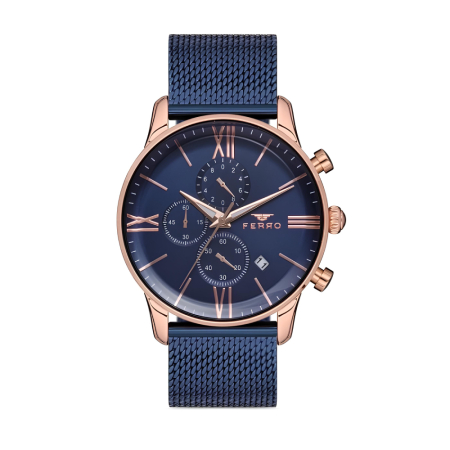 Ferro Lacivert Hasır Kordon Erkek Kol Saati Fonksiyonları Aktif 3 ATM Su Geçirmez - Tesbihane