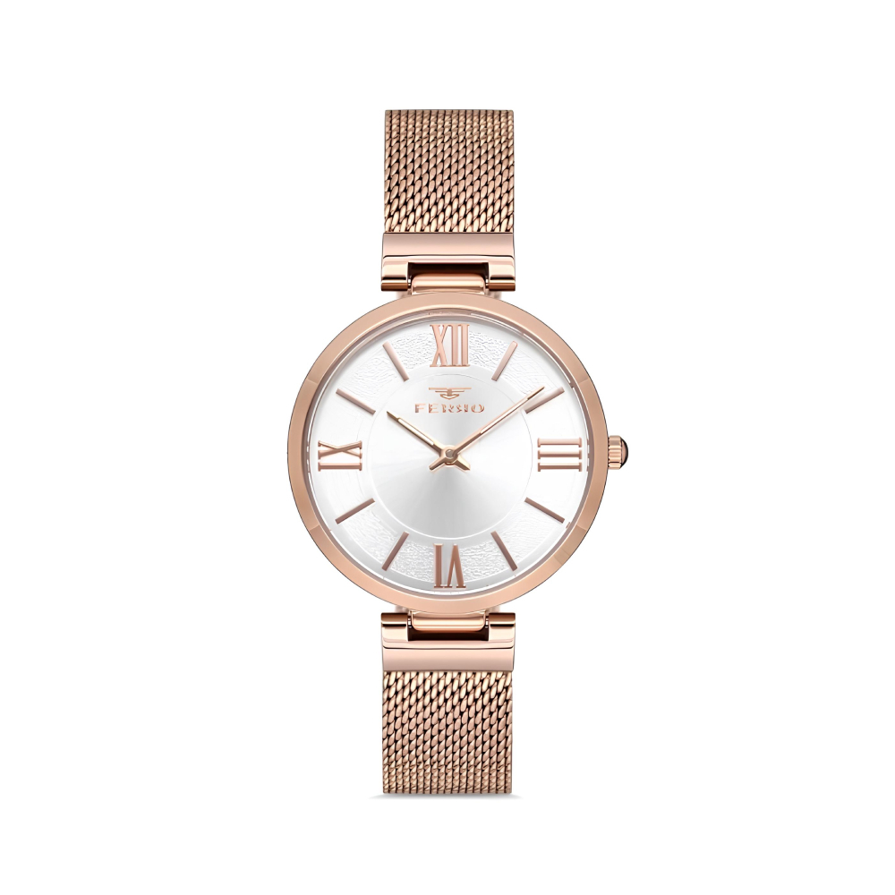 Ferro Rose Çelik Hasır Kordon Kadın Kol Saati Su Geçirmez TH-F21155C-C - 1