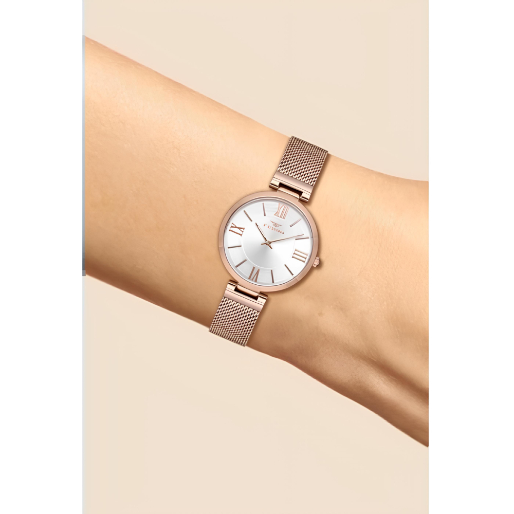 Ferro Rose Çelik Hasır Kordon Kadın Kol Saati Su Geçirmez TH-F21155C-C - 5