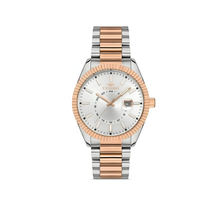 Ferro Rose Gümüş Renk Çelik Kordon Erkek Kol Saati 3 ATM Su Geçirmez TH-F11288AWT-E - Tesbihane