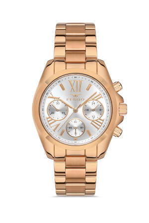 Ferro Rose Çelik Kordon Kadın Kol Saati Su Geçirmez TH-FL21259A-C - Tesbihane