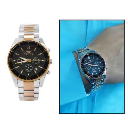 Ferro Rose Gümüş Renk Çelik Kordonlu Erkek Kol Saati TH-FM31920A-E - Tesbihane