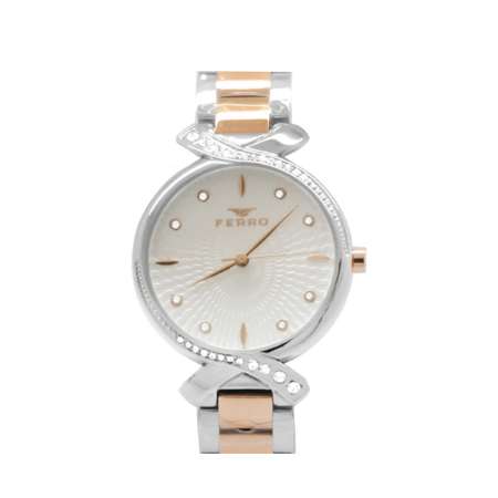 Ferro Rose Gümüş Renk Çelik Kordonlu Kadın Kol Saati FL21254A-E - Tesbihane
