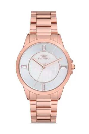 Ferro Rose Renk Çelik Kordonlu Kadın Kol Saati TH-F21091A-C - Tesbihane