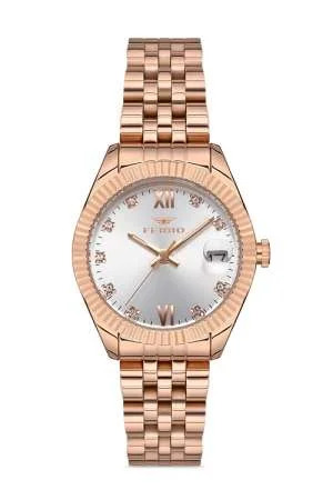 Ferro Rose Renk Çelik Kordonlu Kadın Kol Saati TH-F21924A-C - Tesbihane