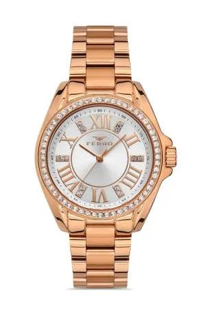 Ferro Rose Renk Çelik Kordonlu Kadın Kol Saati TH-F51336A-415-C - Tesbihane