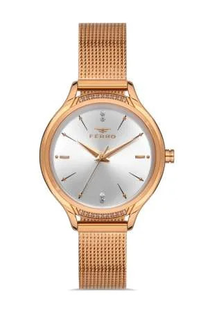 Ferro Rose Renk Hasır Kordonlu Kadın Kol Saati TH-FL21260C-C - Tesbihane