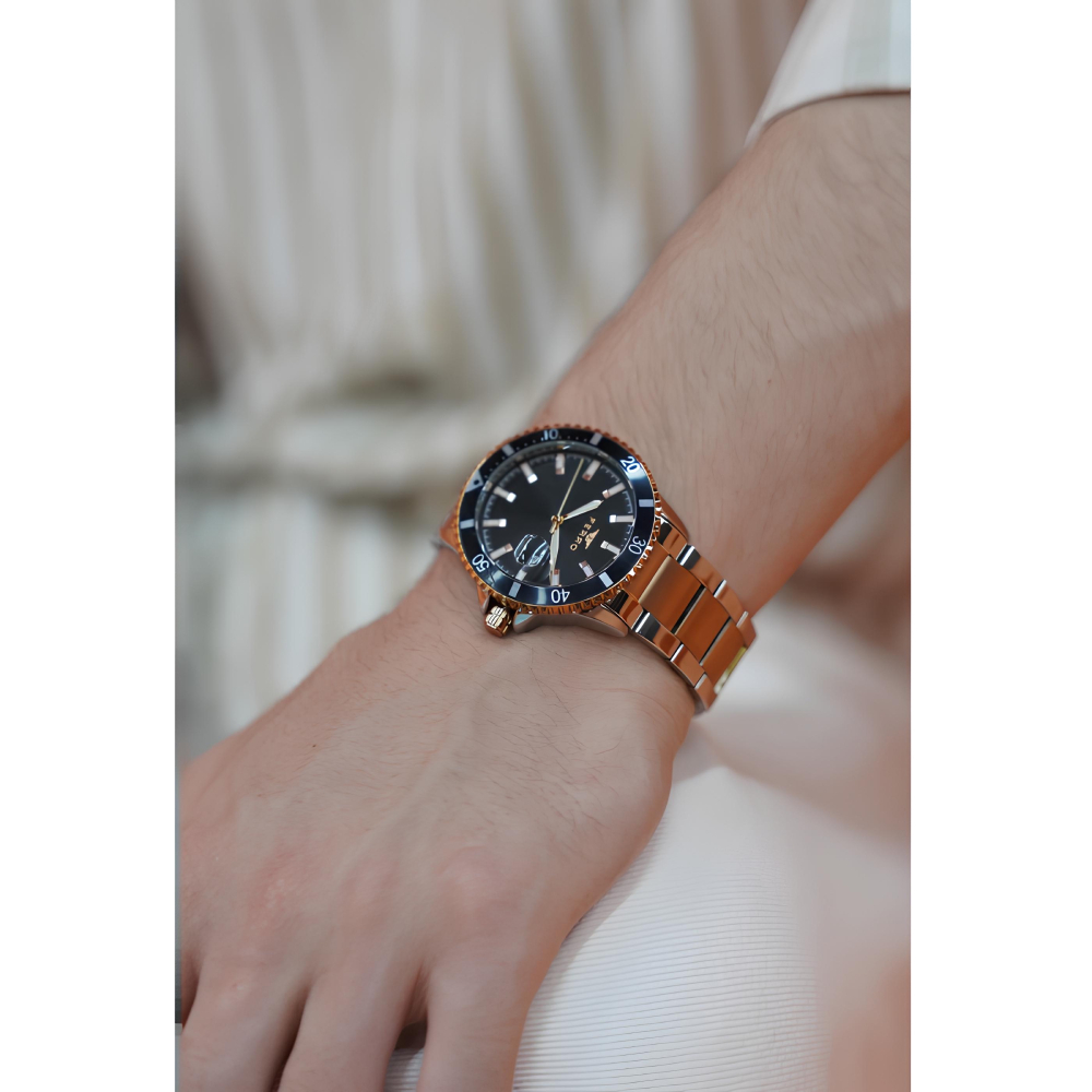 Ferro Rose ve Gümüş Çelik Kordon Erkek Kol Saati 3 ATM Su Geçirmez TH-F11238A-E2 - 4