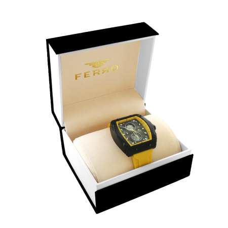 Ferro Sarı Renk Silikon Kordunlu Erkek Kol Saati TH-FM31351DWT-ZN - Tesbihane