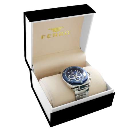 Ferro Gümüş Renk Çelik Kordunlu Erkek Kol Saati TH-FM31397AWT-L3 - Tesbihane