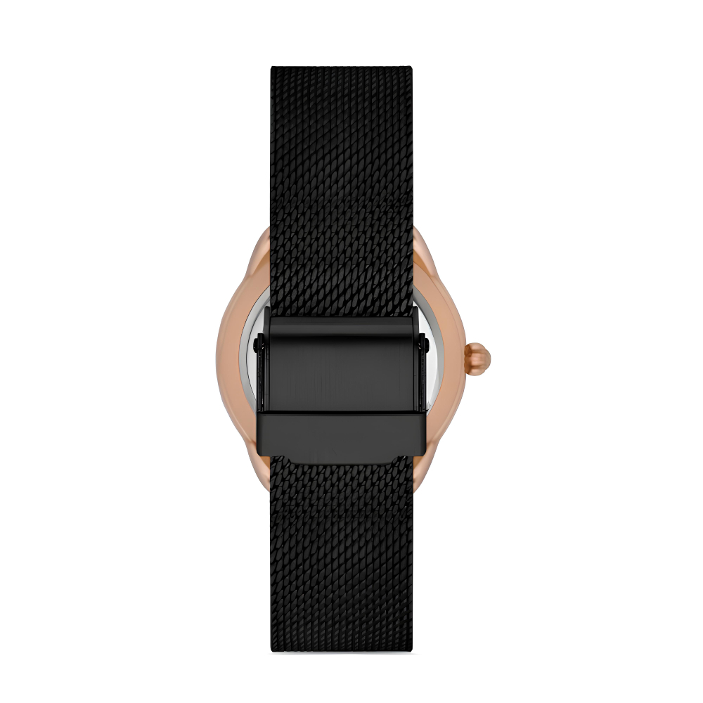 Ferro Siyah Çelik Hasır Kordon Kadın Kol Saati Su Geçirmez TH-FL21242C-C - 2