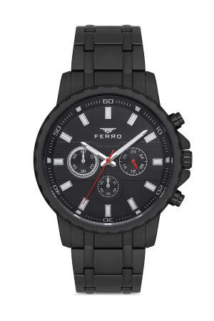 Ferro Siyah Çelik Kordon Erkek Kol Saati 3 ATM Su Geçirmez TH-FM11167AWT-G - Tesbihane
