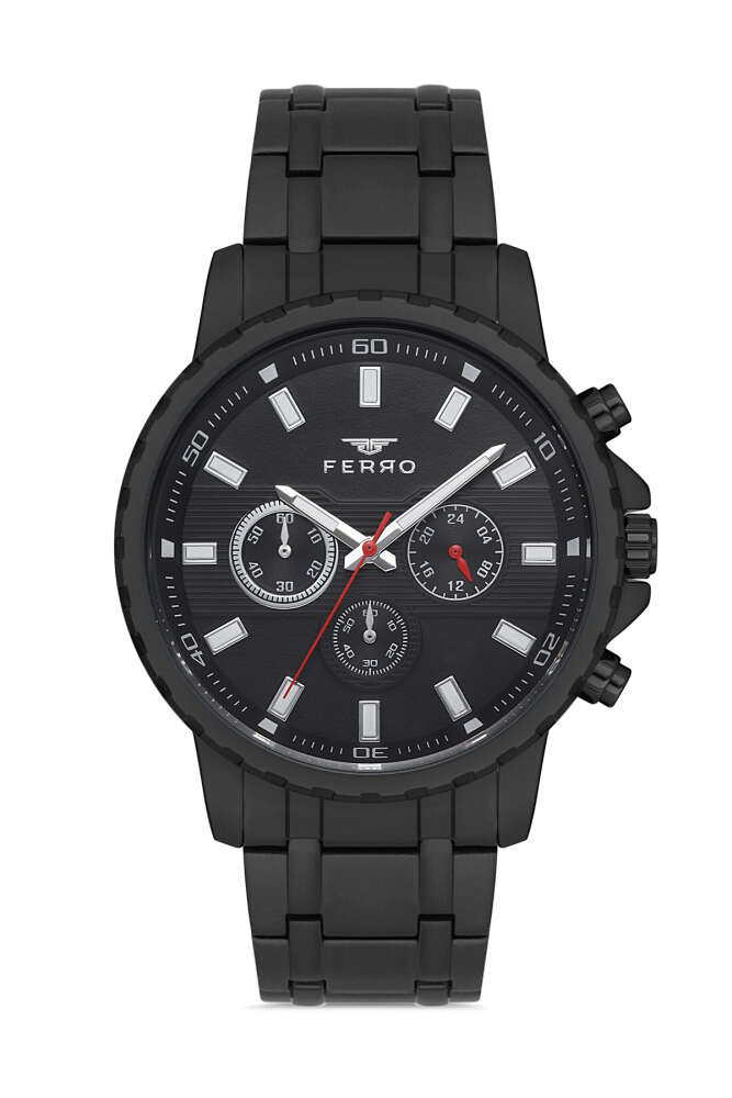 Ferro Siyah Çelik Kordon Erkek Kol Saati 3 ATM Su Geçirmez TH-FM11167AWT-G - 1