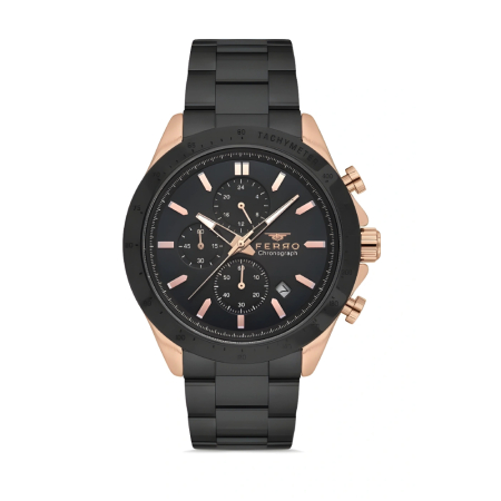Ferro Siyah Çelik Kordon Erkek Kol Saati Fonksiyonlar Aktif 3 ATM Su Geçirmez TH-FM31455A-R - Tesbihane